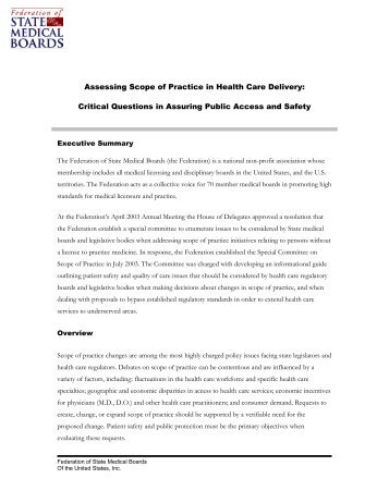 Assessing Scope of Practice in Health Care Delivery - Federation of ...