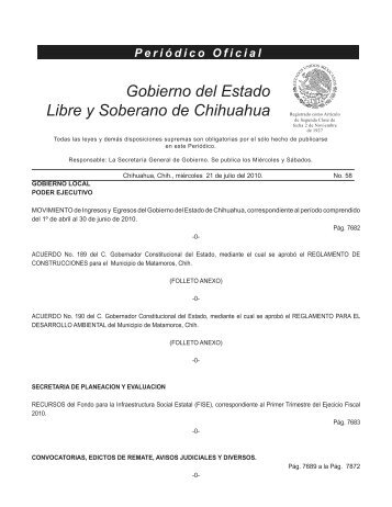 MiÃ©rcoles 21 de julio del 2010 - Gobierno del Estado de Chihuahua