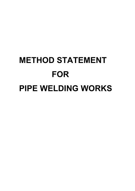 Method Statement For Pipe Welding Works Kerala It