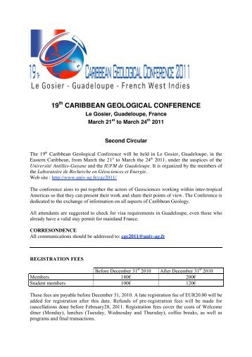 19 caribbean geological conference - UniversitÃ© des Antilles et de la ...