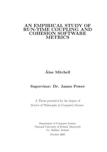 an empirical study of run-time coupling and cohesion software metrics