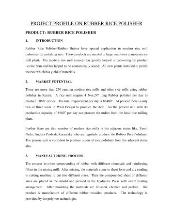 PROJECT PROFILE ON RUBBER RICE POLISHER - Emerging Kerala