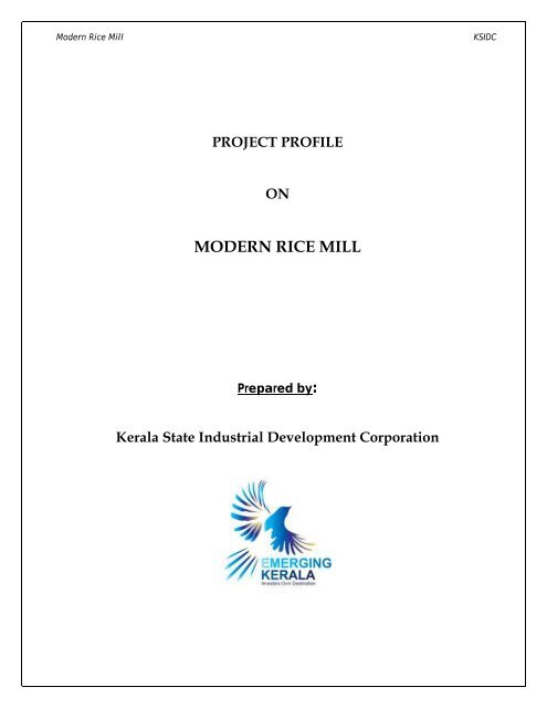 project profile on modern rice mill - Emerging Kerala