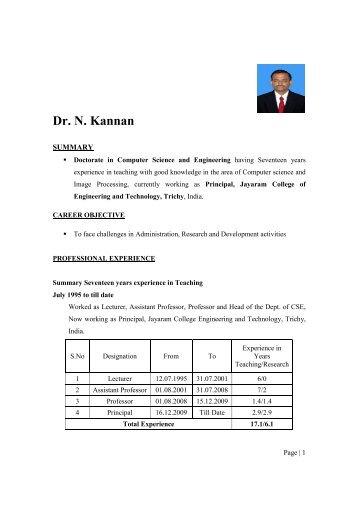 Dr. N. Kannan - Jayaram College of Engineering and Technology