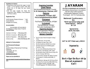 Brochure - Jayaram College of Engineering and Technology