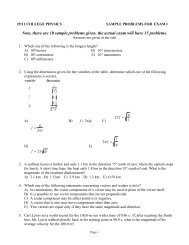 Note, there are 10 sample problems given, the actual exam will have ...