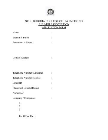 Alumni Registration forms - Sree Buddha College of Engineering