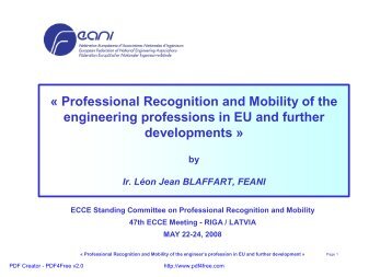 « Professional Recognition and Mobility of the engineering ...