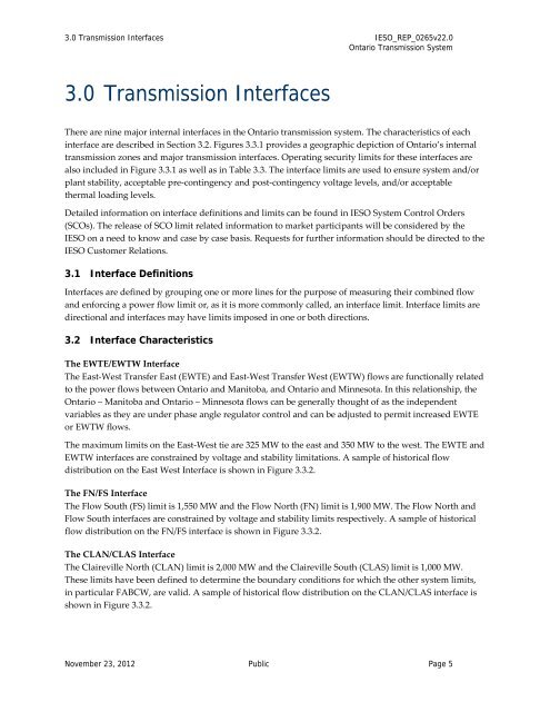 Ontario Transmission System - November 2012 - IESO