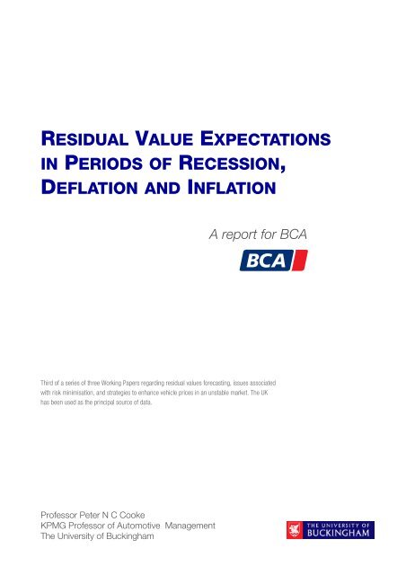 residual value expectations in periods of recession, deflation and ...