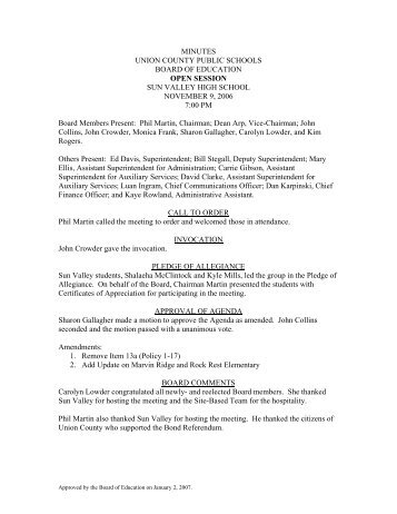 11-9-06 - Union County Public Schools - Board of Education