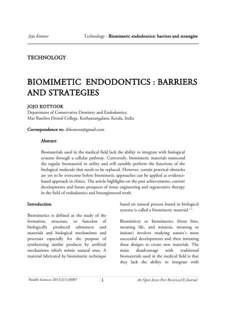 Biomimetics in endodontics - Health Sciences