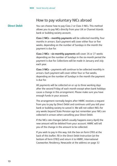 NI38 Social Security abroad - HM Revenue & Customs