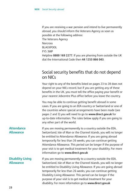 NI38 Social Security abroad - HM Revenue & Customs