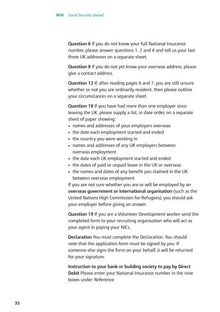 NI38 Social Security abroad - HM Revenue & Customs