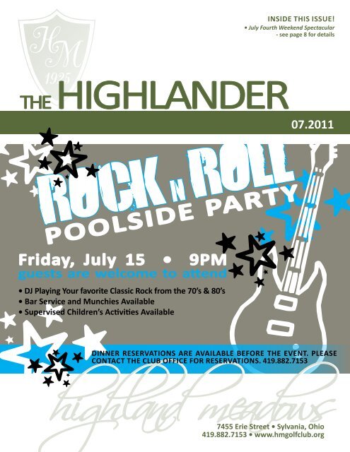 POOLSIDE PARTY - Highland Meadows Golf Club