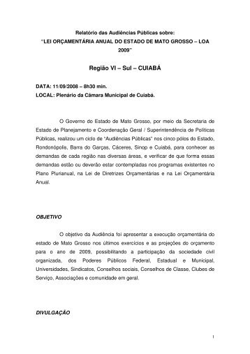 CUIABÁ - seplan / mt - Governo do Estado de Mato Grosso