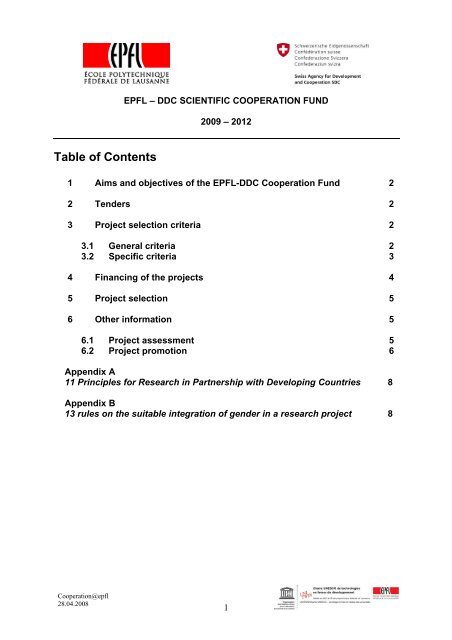 Table of Contents - Cooperation at EPFL
