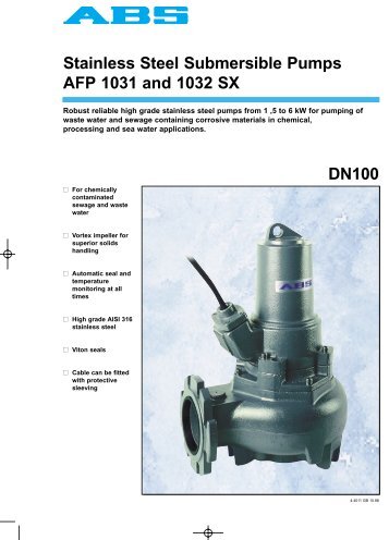 Stainless Steel Submersible Pumps AFP 1031 and 1032 SX DN100