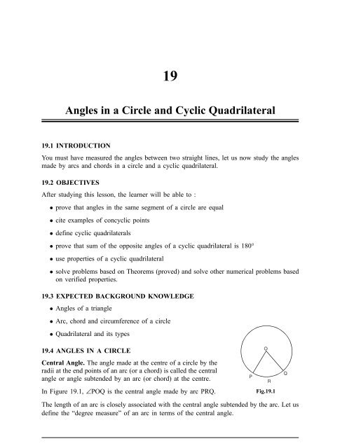 Angles in a Circle and Cyclic Quadrilateral