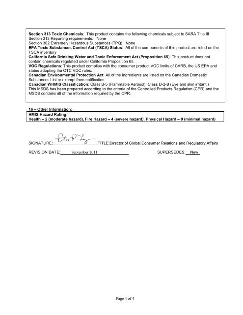 Material Safety Data Sheet (MSDS) - WD-40 Company