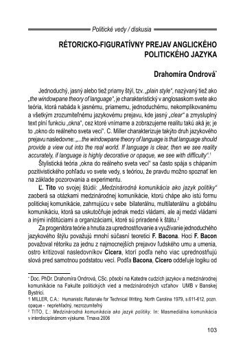 RÃ©toricko-fi guratÃ­vny prejav anglickÃ©ho politickÃ©ho ... - PolitickÃ© vedy