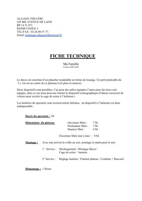 fiche technique - Alliage Théâtre