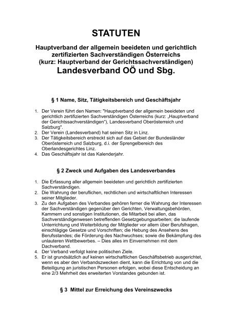 STATUTEN - landesverband oberÃƒÂ¶sterreich und salzburg