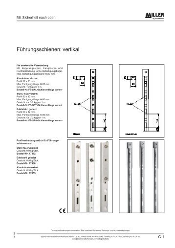 Vertikale Führungsschienen