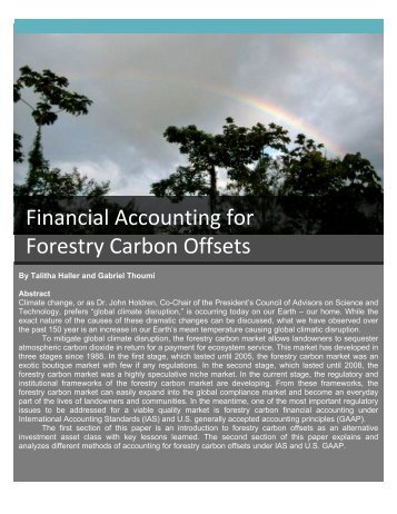 Financial Accounting for Forestry Carbon Offsets - Ecosystem ...