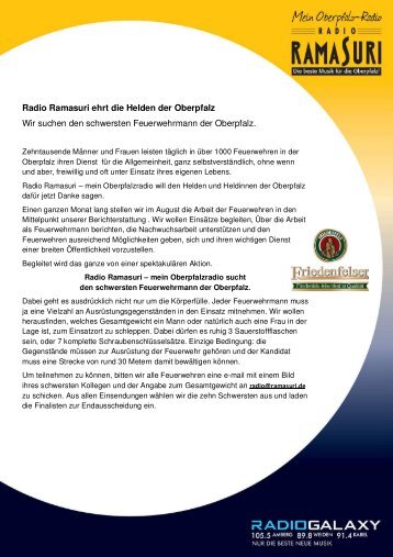 Radio Ramasuri sucht den schwersten Feuerwehrmann der Oberpfalz