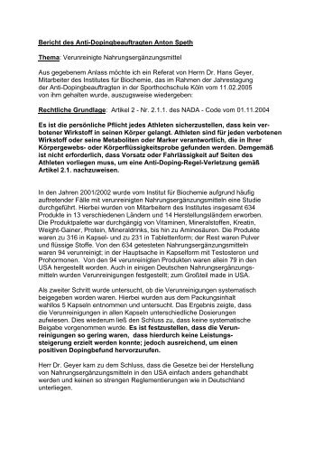 Bericht des Anti-Dopingbeauftragten Anton Speth - Kraftdreikampf