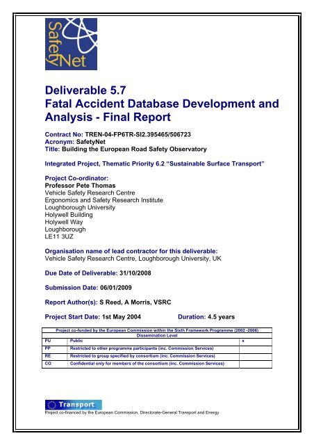 Fatal Accident Database Development and Analysis - ERSO