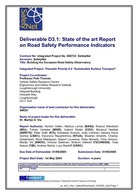State of the art Report on Road Safety Performance ... - ERSO - Swov