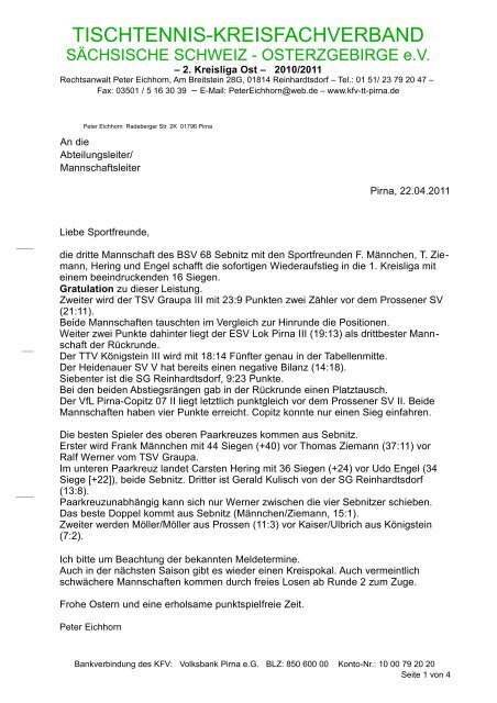 Auswertung der 2. Kreisliga Ost - KFV Sächsische Schweiz ...