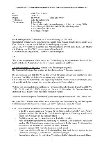 Protokoll der 7. Arbeitsberatung mit den Stadt-,Amts- und ...