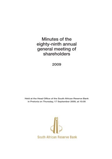 Minutes 2009.qxd - South African Reserve Bank