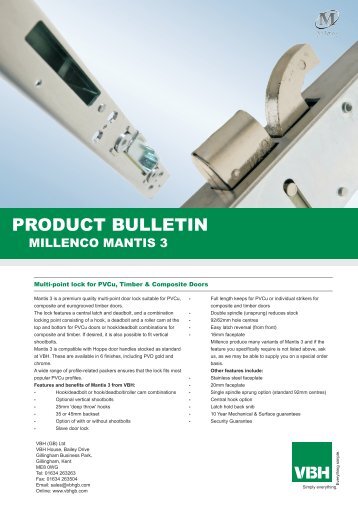 Millenco Mantis 3 Door Lock - Vbh (Gb)