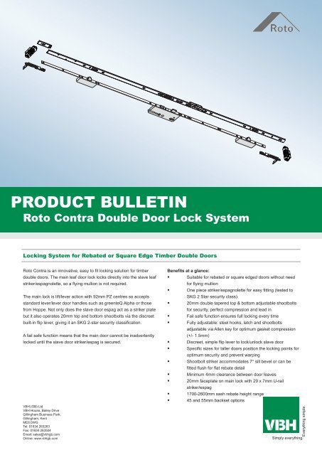 Roto Contra Double Door Locking System Vbh Gb