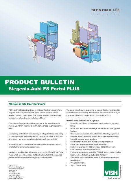 Siegenia Aubi Fs Portal Plus Bi Fold Door Hardware Vbh Gb