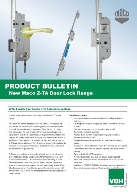 Maco Z Ta Automatic Door Lock Vbh Gb