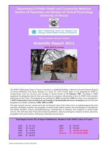 Scientific Report 2011 - Section of Psychiatry - UniversitÃ  degli Studi ...