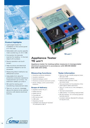 Appliance Tester TE uni 1