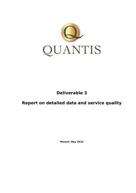 Deliverable 3 Report on detailed data and ... - QUANTIS Project