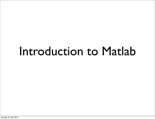 Introduction to Matlab