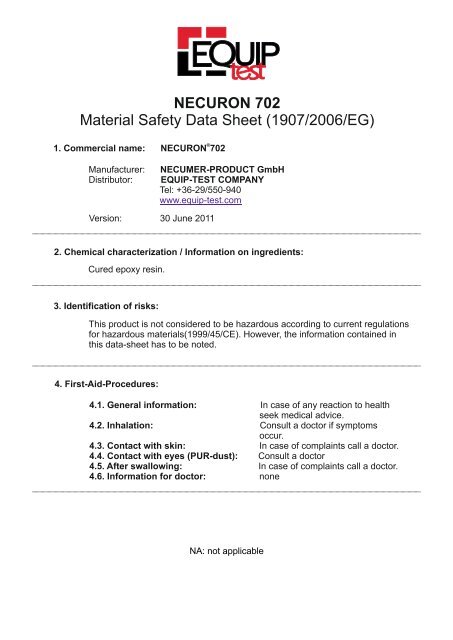 safety data sheet (pdf format) - Equip-Test