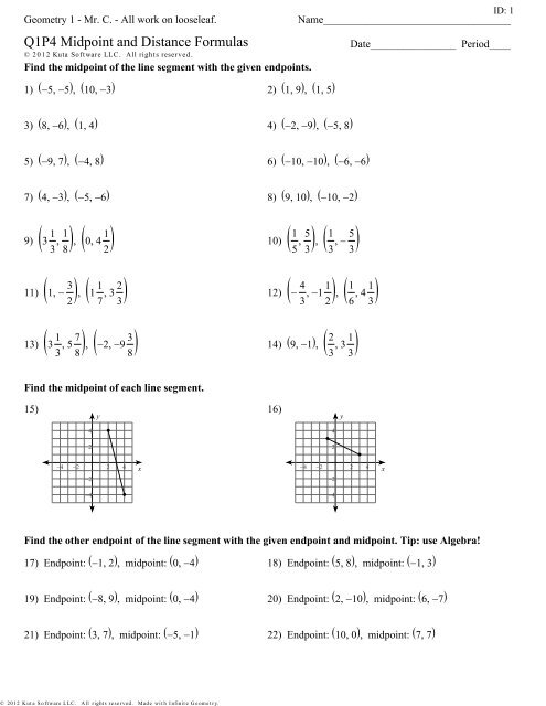 Q1P4 Midpoint and Distance Formulas - BulldogMath.com