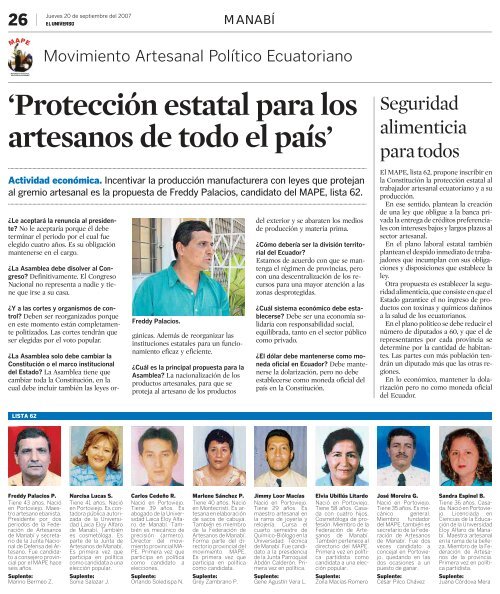 CANDIDATOS POR LA PROVINCIA DE MANABÍ