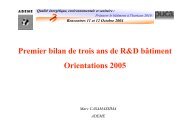 Premier bilan de trois ans de R&D bÃ¢timent Orientations ... - Prebat 2