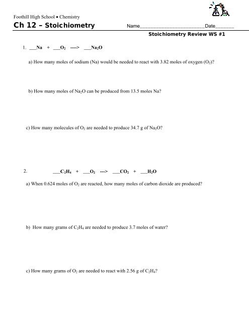 Stoichiometry Review WS _1 - Foothill High School